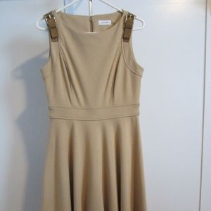 Calvin Klein | Tan Dress with Buckled Shoulders